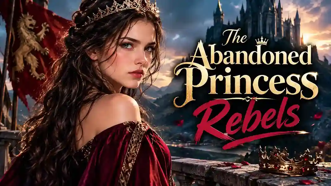 Defiant princess in red dress and tiara for The Abandoned Princess Rebels book cover