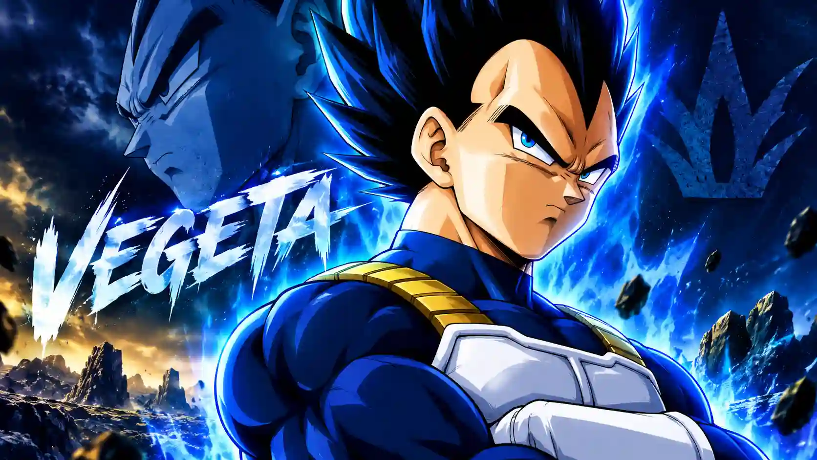 Vegeta Super Saiyan Blue from Dragon Ball – The Prince of All Saiyans with intense blue aura