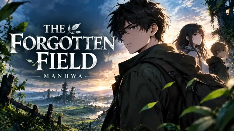 The Forgotten Field Manhwa featured image showing a dark-haired adventurer and companions overlooking a mysterious ruined landscape